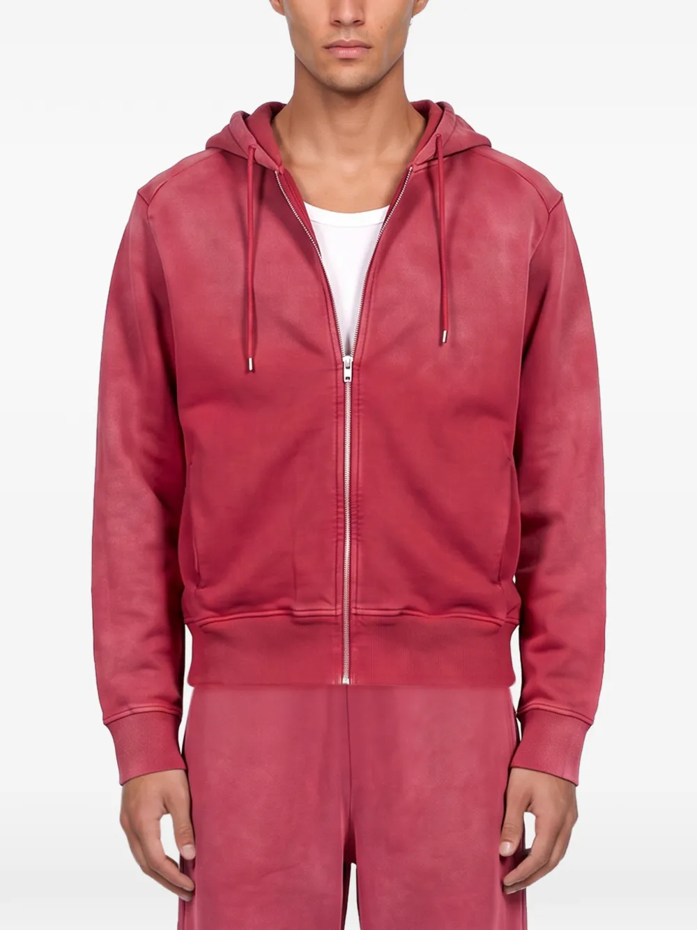 ENTIRE STUDIOS Hoodie met rits en vervaagd effect Rood