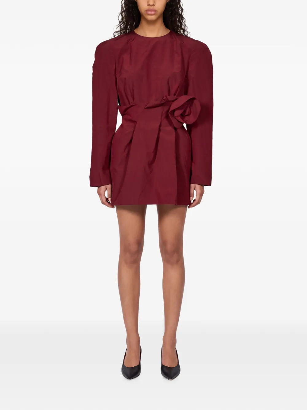Magda Butrym Mini-jurk met lange mouwen en bloemen-applicatie Rood