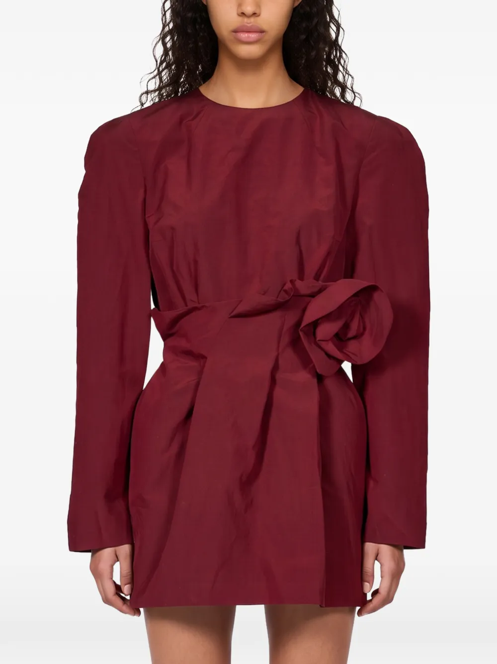 Magda Butrym Mini-jurk met lange mouwen en bloemen-applicatie Rood
