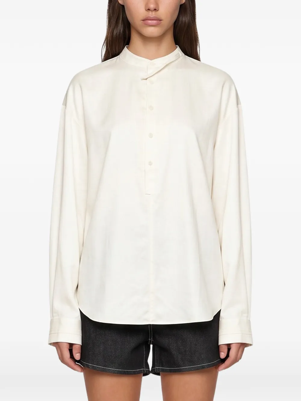 ENTIRE STUDIOS mandarin-collar long-sleeve shirt Beige