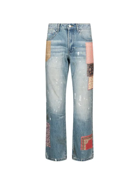 FOUND patchwork paint-splatter jeans