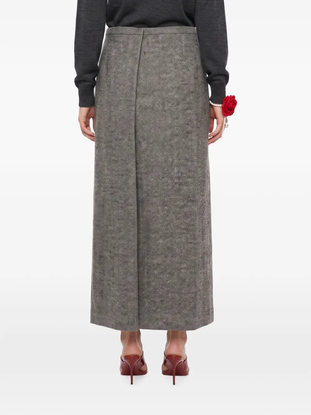 Magda Butrym Maxi-wikkelrok met visgraatpatroon Grijs