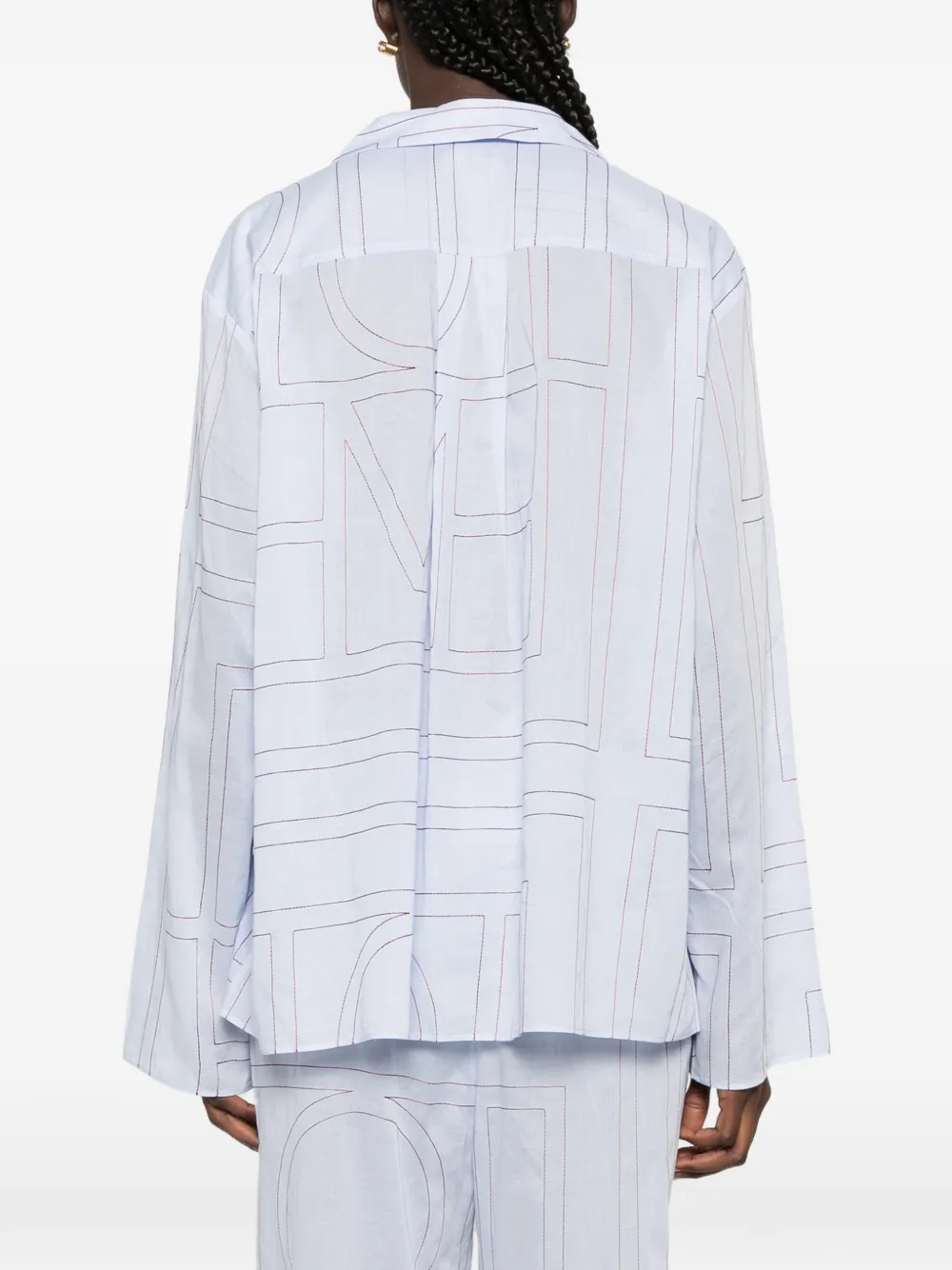 TOTEME Pyjamatop van katoenblend met monogram Blauw