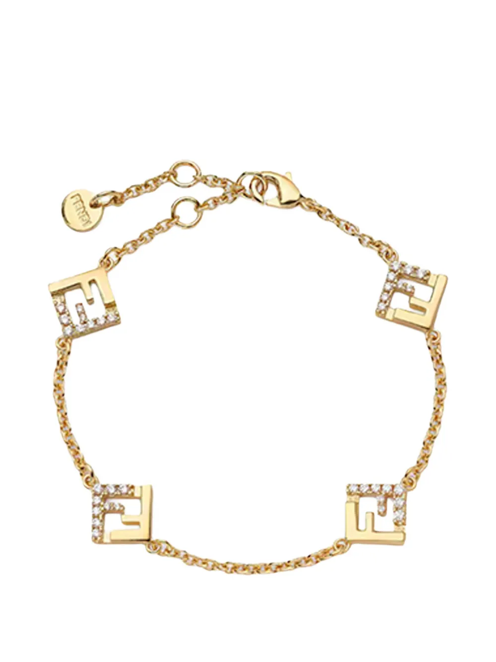 FENDI FF logo crystal-embellished bracelet - Oro