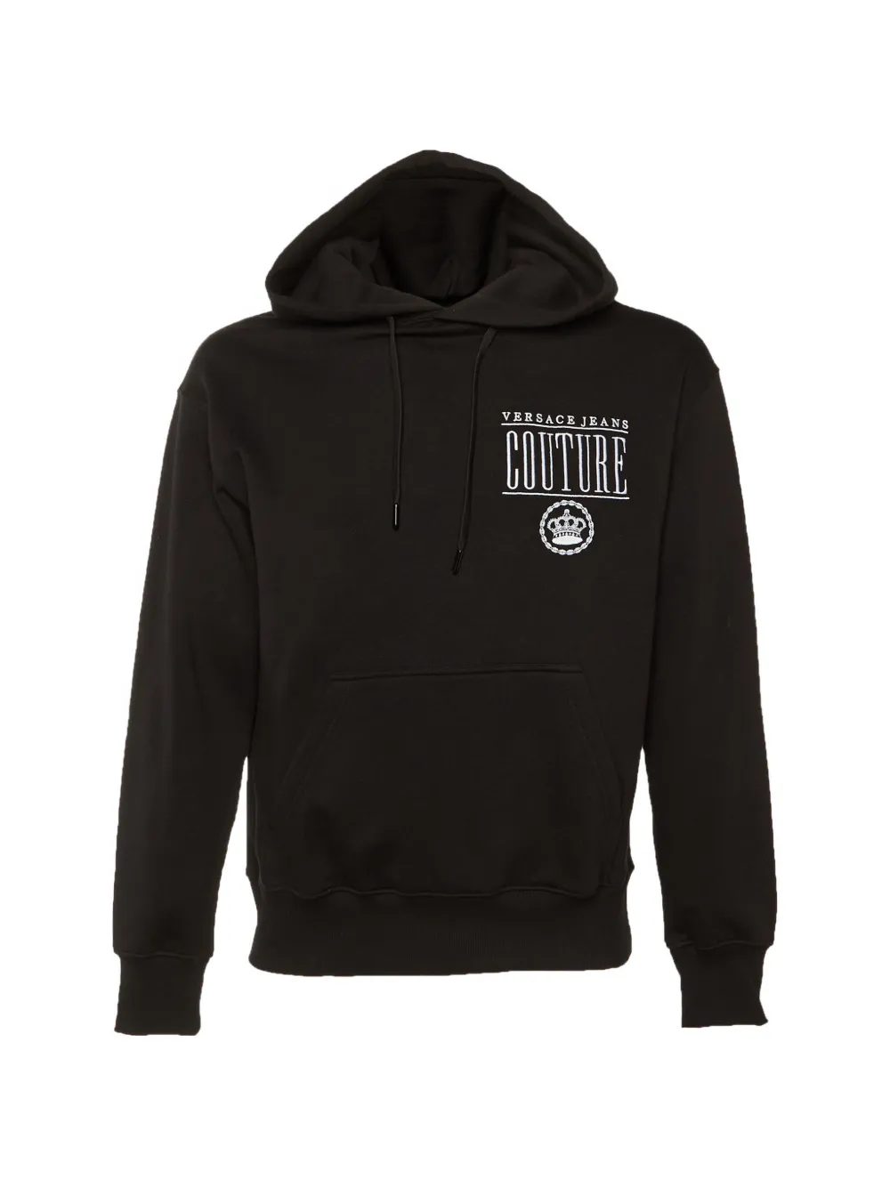 Pre-owned Versace Couture Logo-embroidered Hoodie In Black