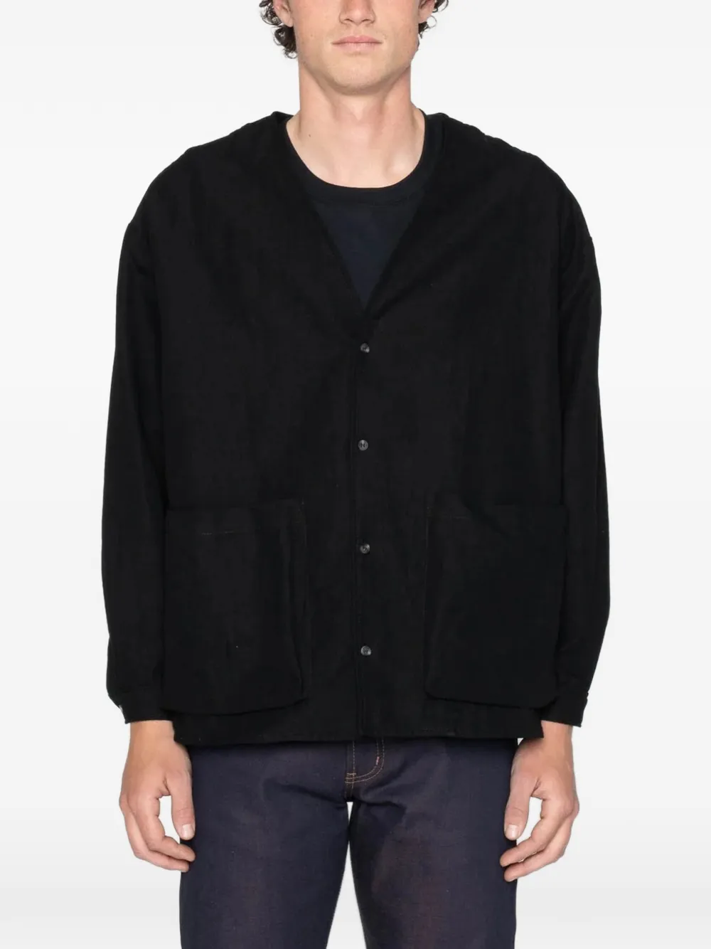 Naked and Famous Wise Guy button-down katoenen shirtjack Zwart