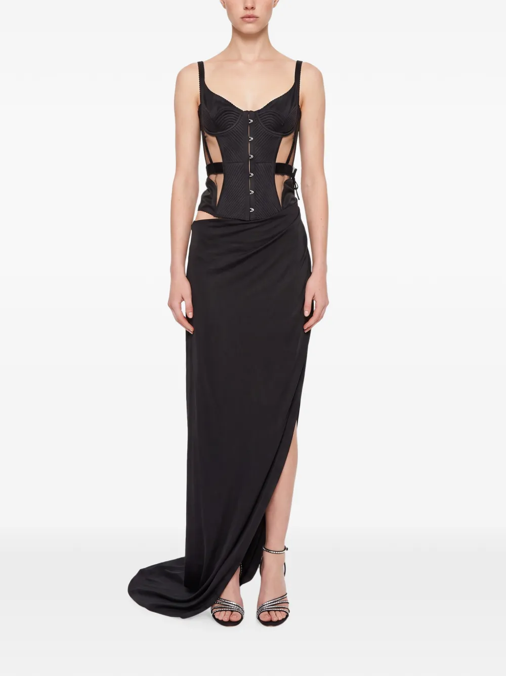 Maria Lucia Hohan Malena maxi-jurk met korset-stijl en uitgesneden details Zwart