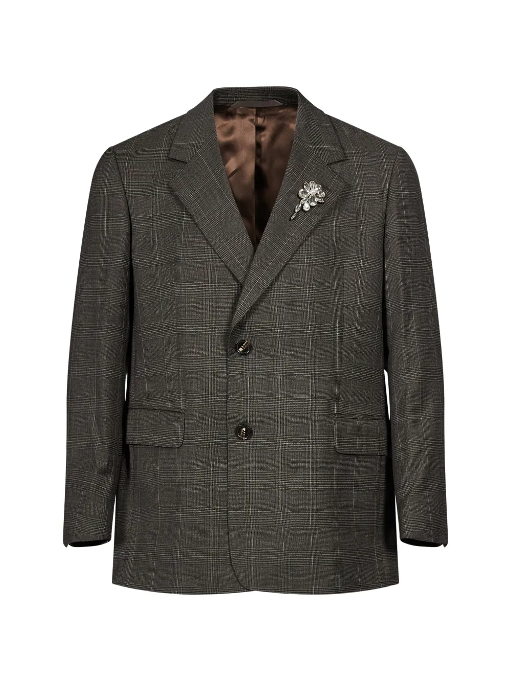 Simone Rocha crystal-embellished checked jacket - Grey