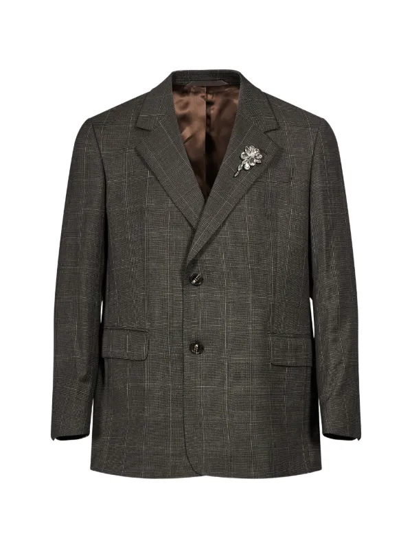 Simone Rocha Crystal-embellished Checked Jacket in Grey