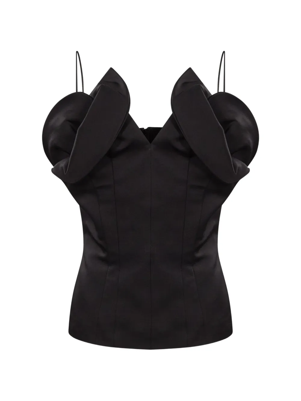 Magda Butrym ruffled spaghetti-strap top - Nero