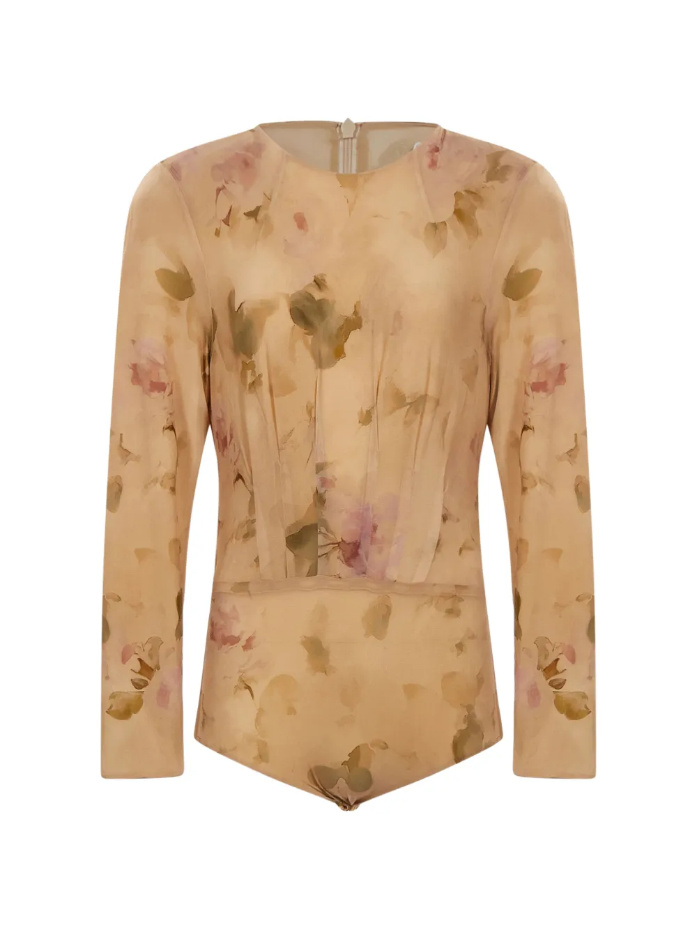Magda Butrym floral-print pleated bodysuit - Toni neutri