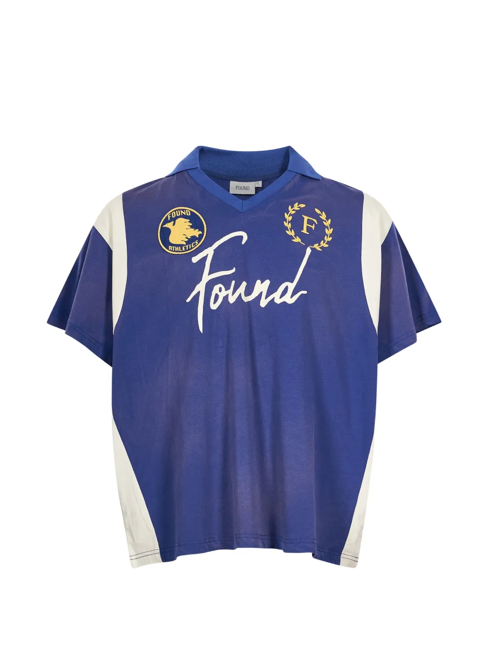 FOUND logo-print panelled polo shirt