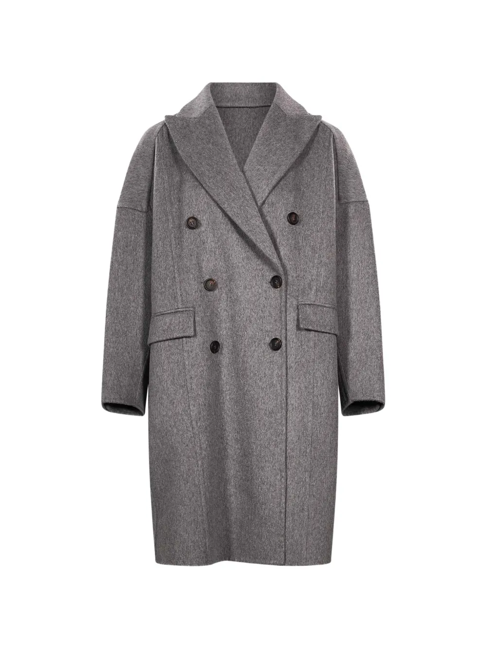 Brunello Cucinelli double-breasted drop-shoulder cashmere coat - Grau