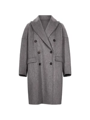 Brunello Cucinelli Monili chevron-knit Coat | Grey | FARFETCH