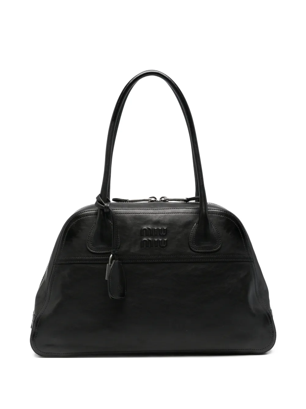 Miu Miu Bauletto logo-embossed leather shoulder bag - Nero