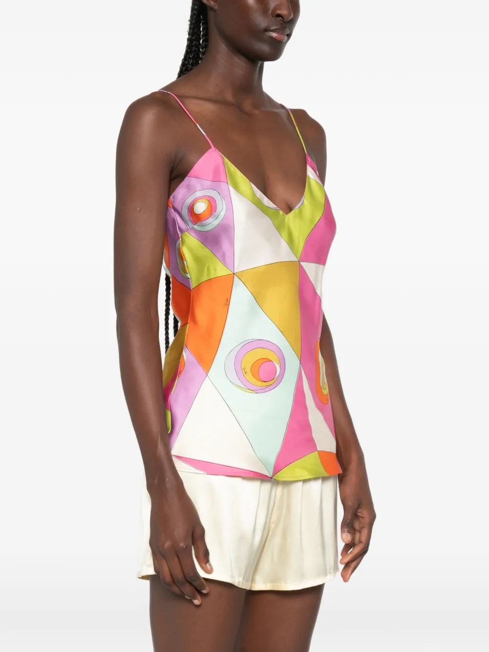 Pucci Geometric-print Silk Blouse In Multi