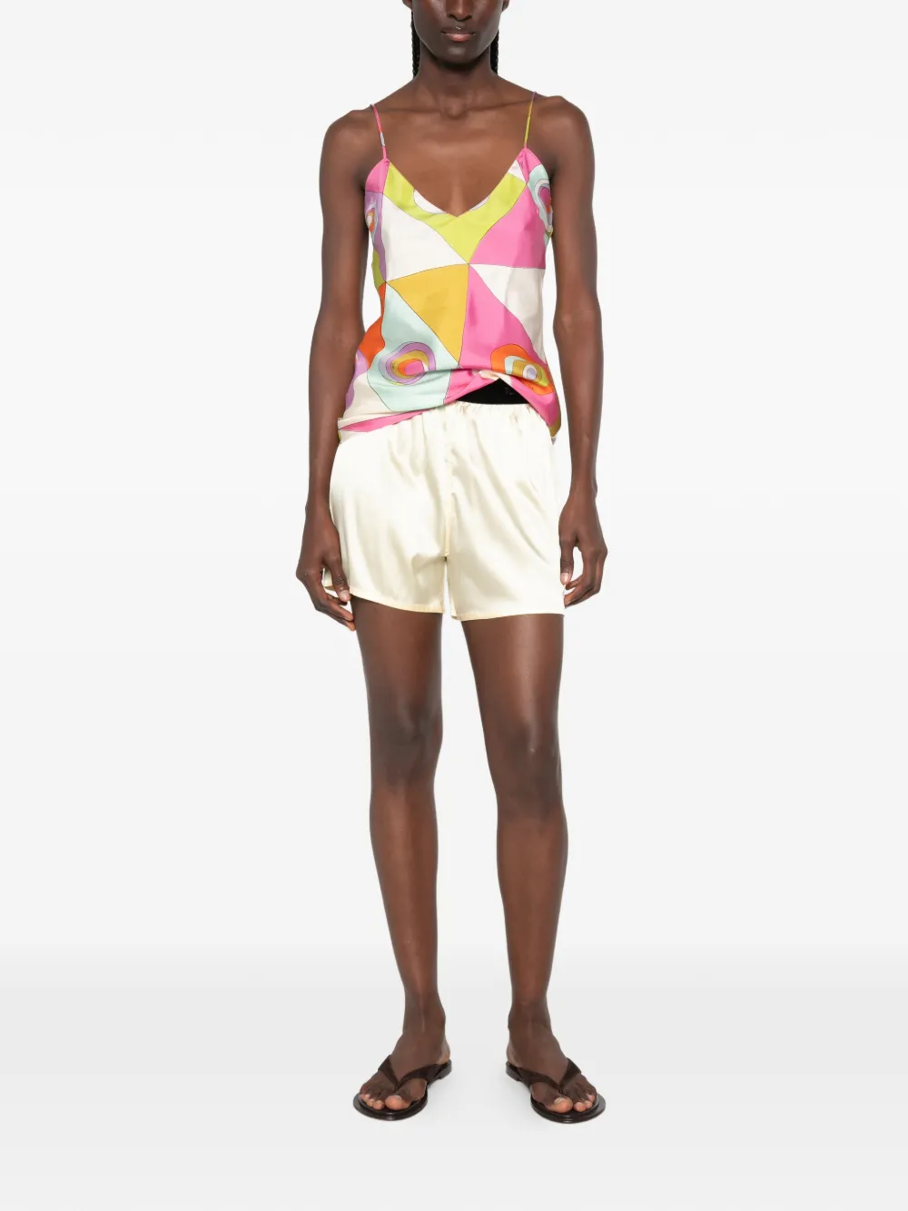 Pucci Geometric-print Silk Blouse In Multi