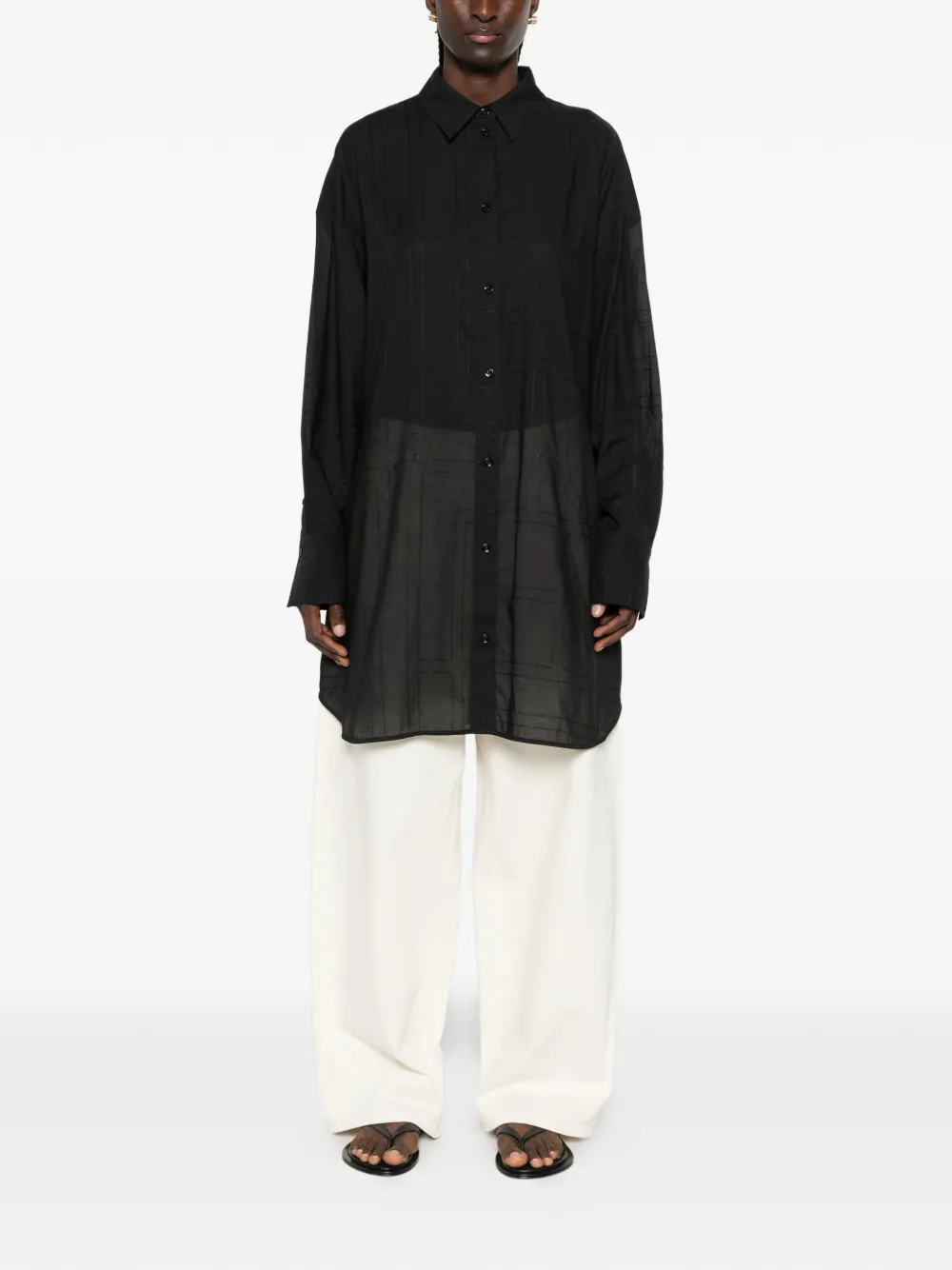 TOTEME Oversized blouse met geborduurd monogram Zwart