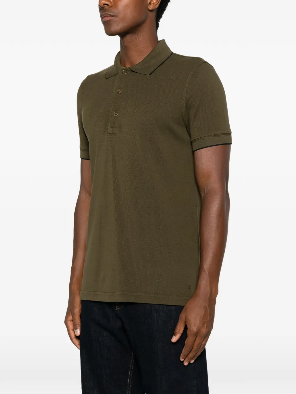 TOM FORD Poloshirt met gestreepte kraag Groen