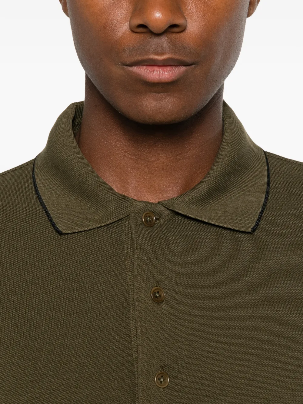 TOM FORD Poloshirt met gestreepte kraag Groen