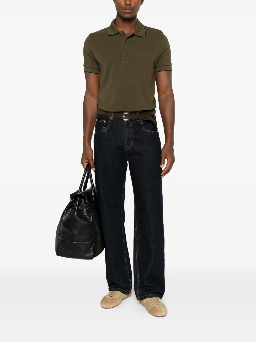 TOM FORD Poloshirt met gestreepte kraag Groen