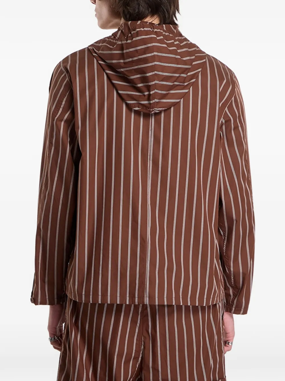 Études Studio Shirtjack met capuchon en verticale streep Bruin