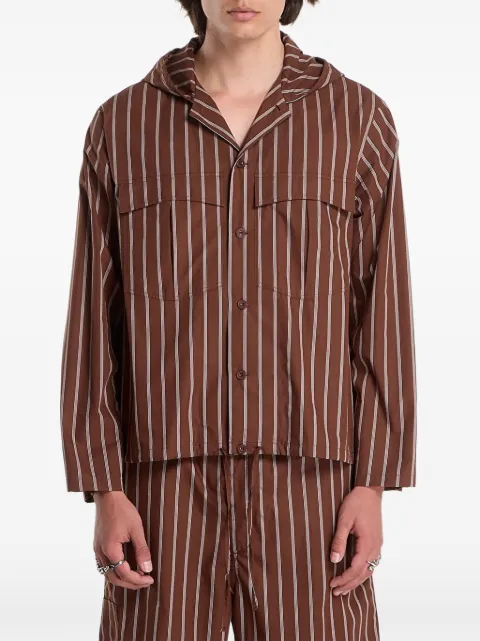 Études Studio vertical-stripe hooded shirt jacket