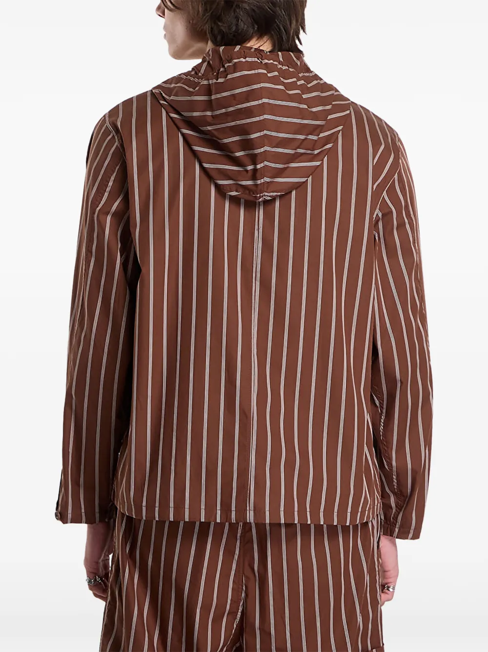 Études Studio Shirtjack met capuchon en verticale streep Bruin