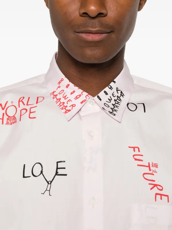 Comme Des Garçons Shirt slogan-print button-down Cotton Shirt