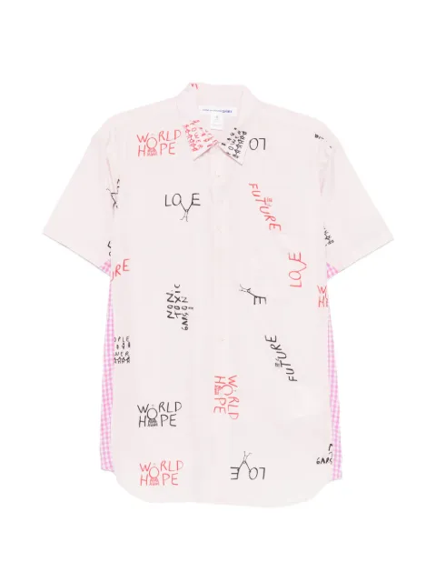 Comme Des Garçons Shirt slogan-print button-down cotton shirt
