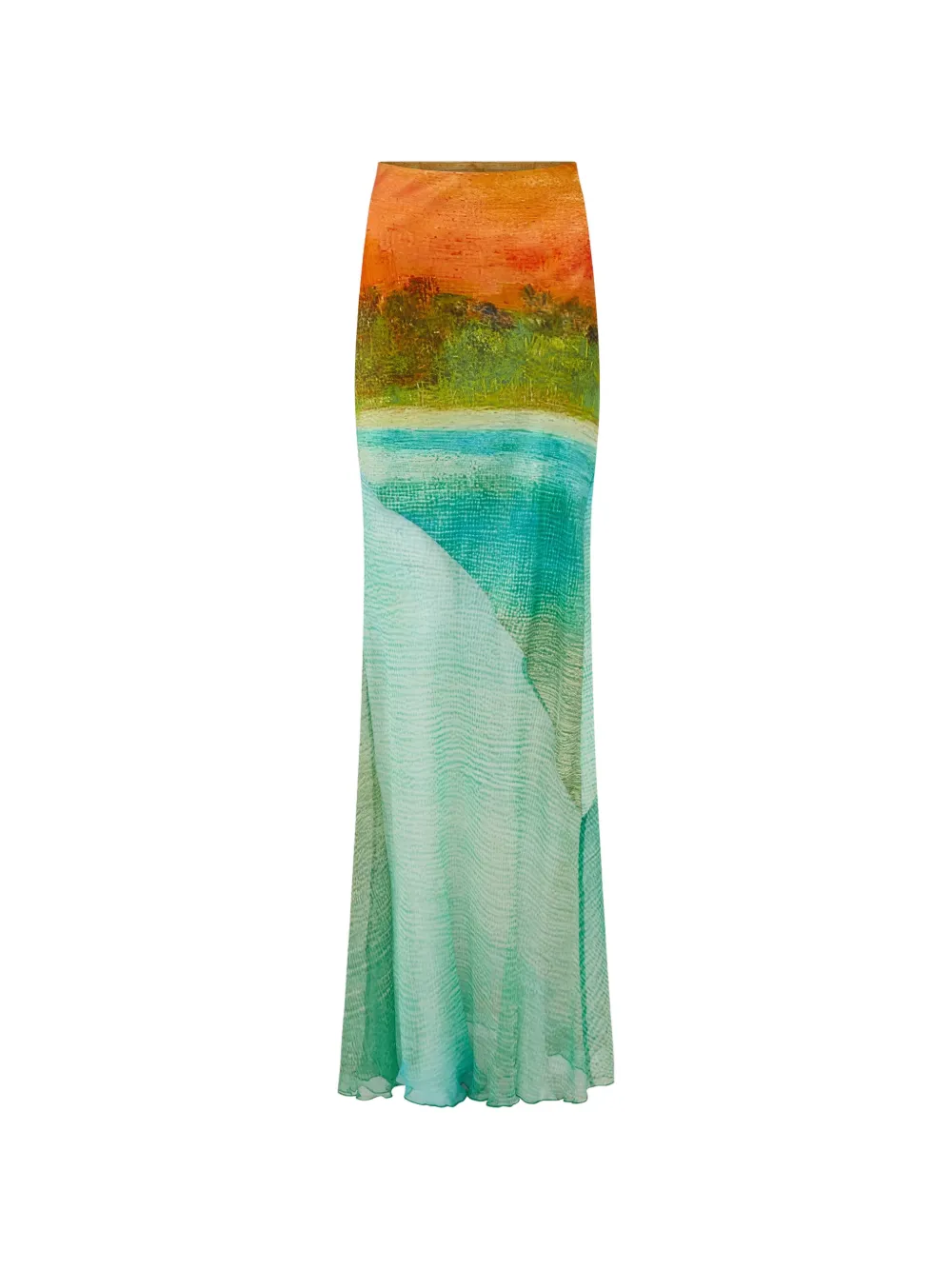 Donde Esteban Formentera landscape-print maxi skirt - Blau