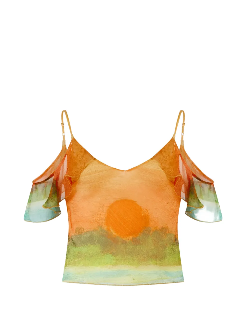 Donde Esteban ruffled silk-chiffon blouse - Arancione