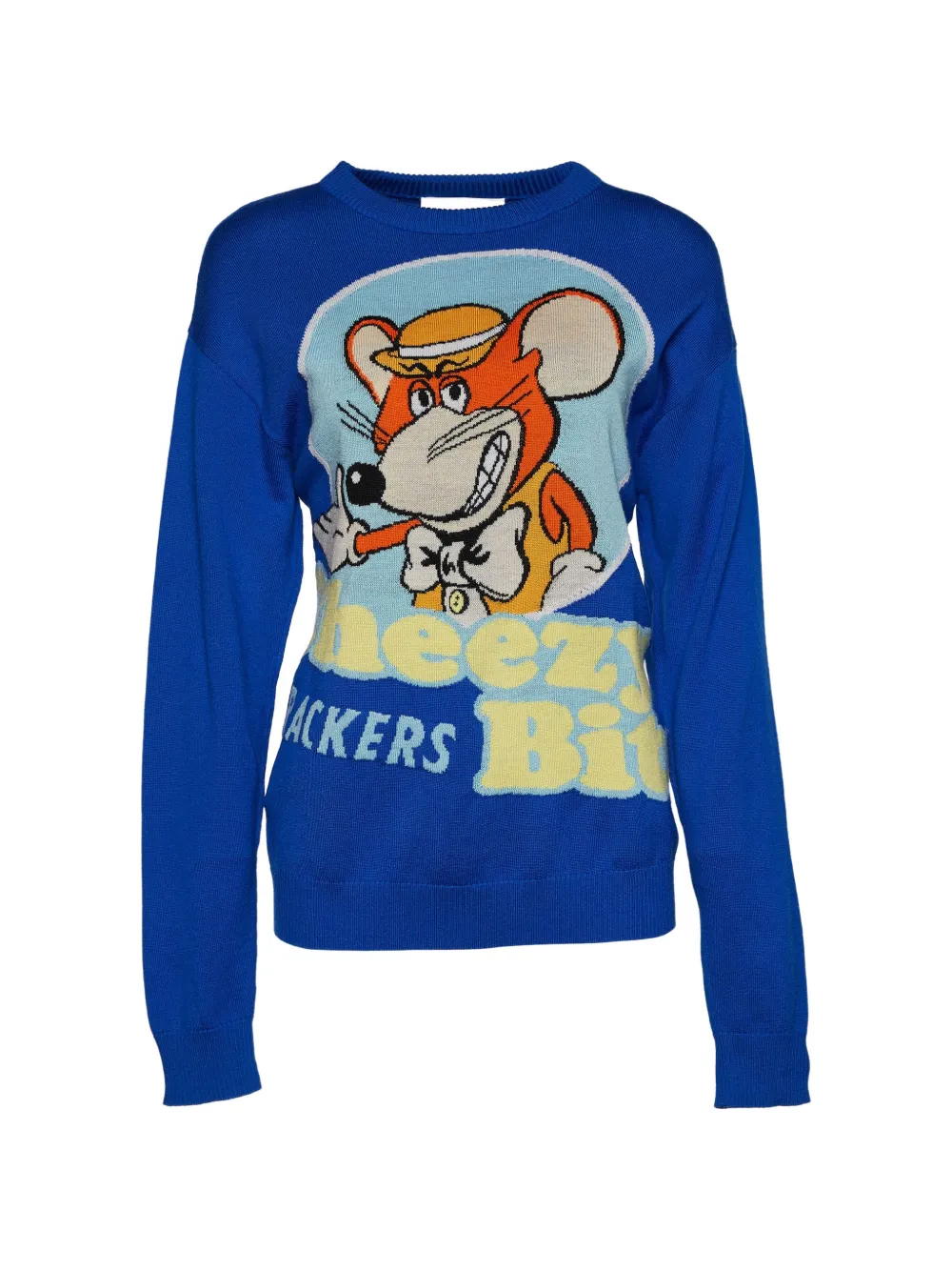 Pre-owned Moschino Cheezy Bits Intarsia-knit Sweater In Blue