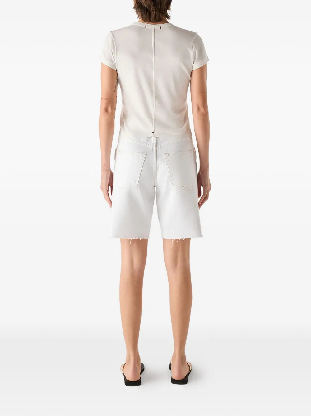  Amo Pantalones Vaqueros Cortos Steph Sin Rematar - Blanco 
