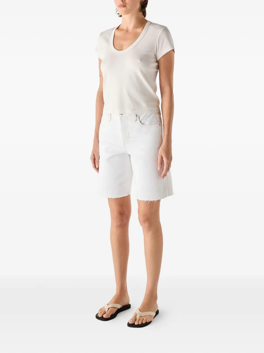  Amo Pantalones Vaqueros Cortos Steph Sin Rematar - Blanco 
