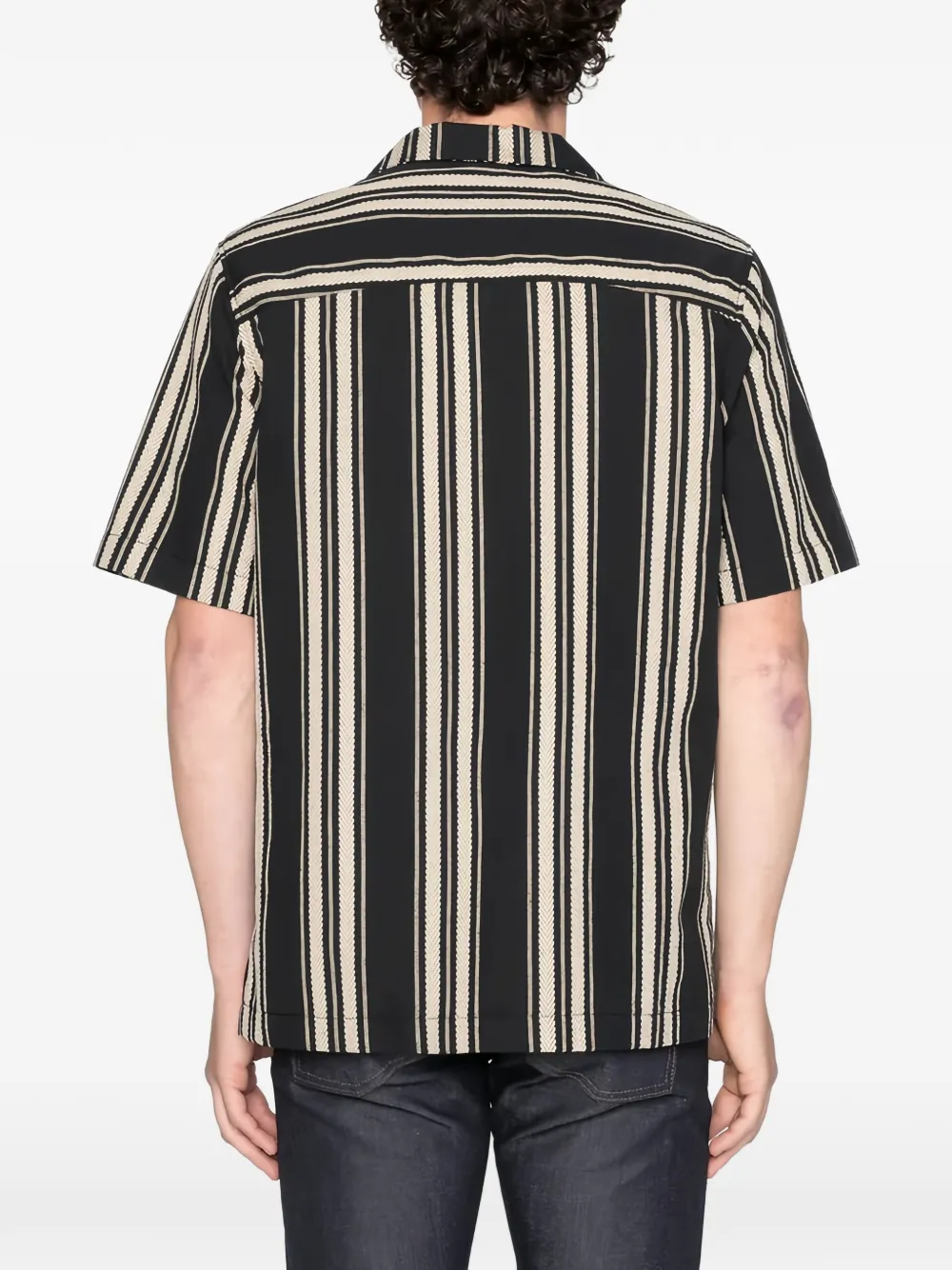 Naked and Famous Aloha katoenen overhemd met korte mouwen Zwart