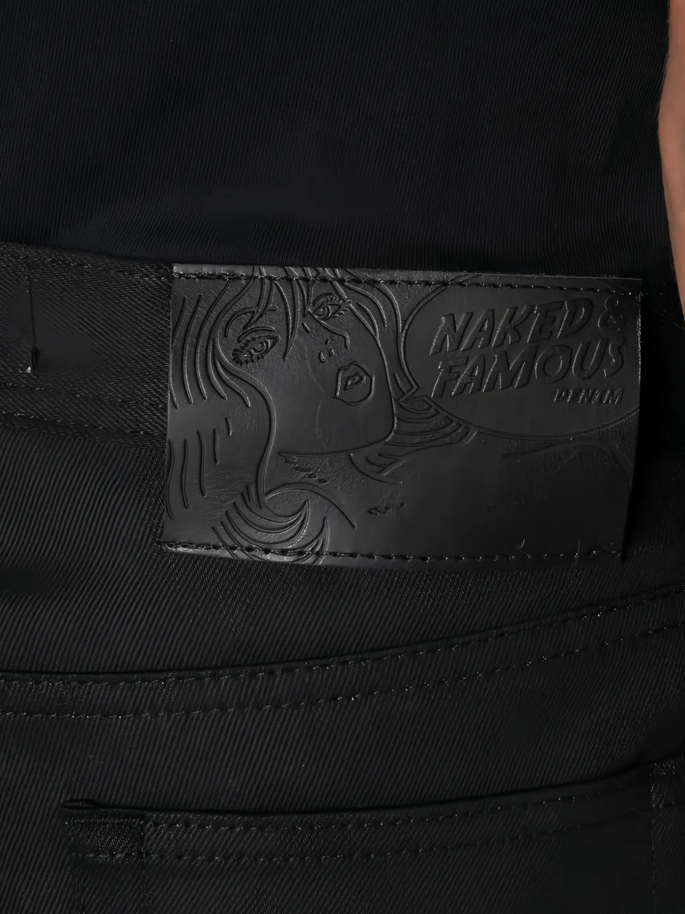 Naked and Famous Weird Guy Black Cobra stretch-selvedge denim jeans Zwart