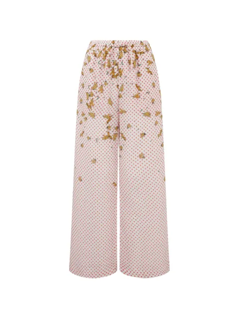 Donde Esteban bird-print drawstring wide-leg trousers