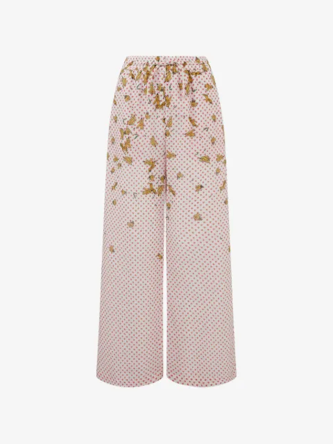 Donde Esteban pantalones con pájaros estampados y cordones