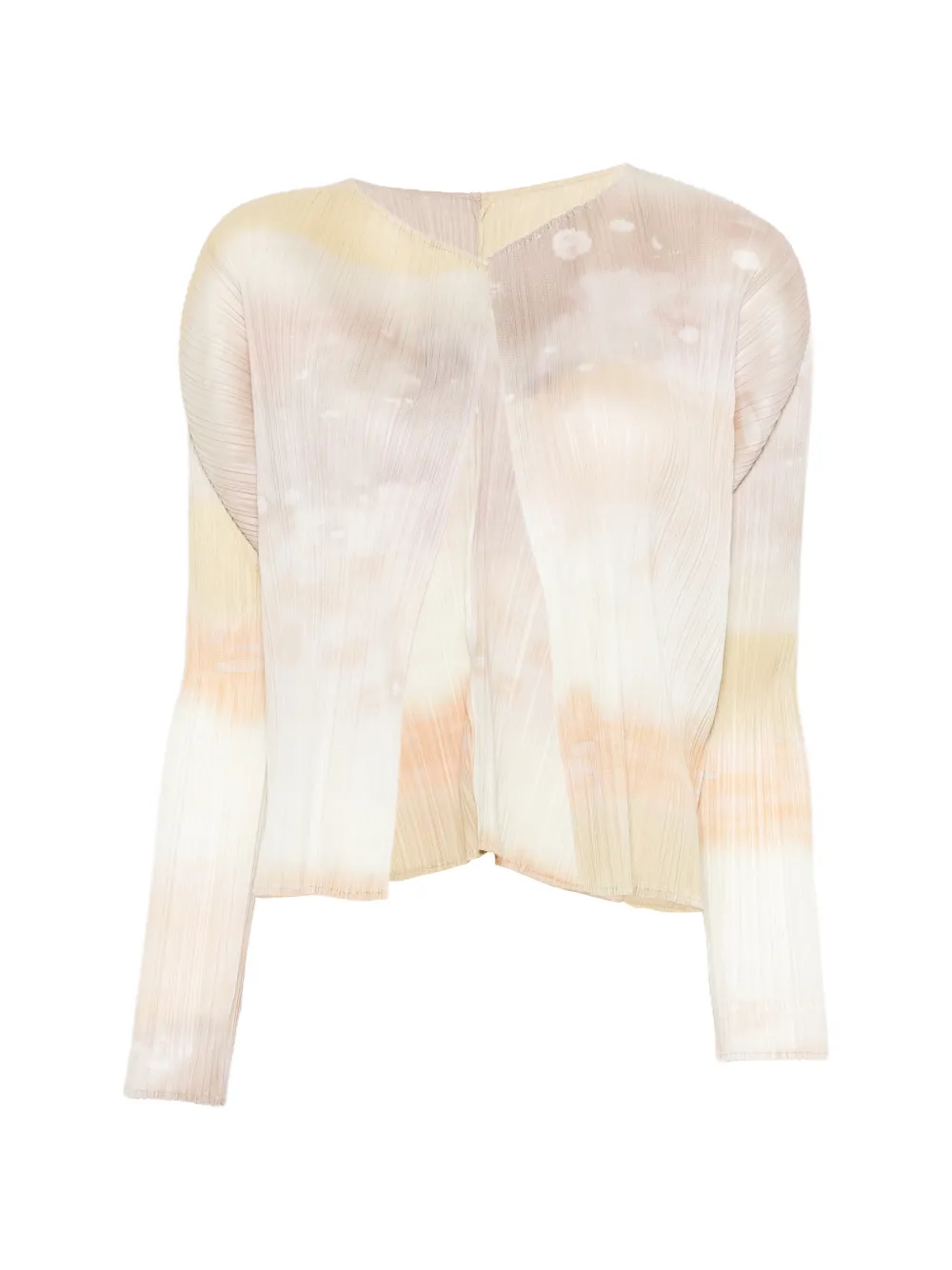 Pleats Please Issey Miyake plissé-effect abstract-print cardigan - Verde