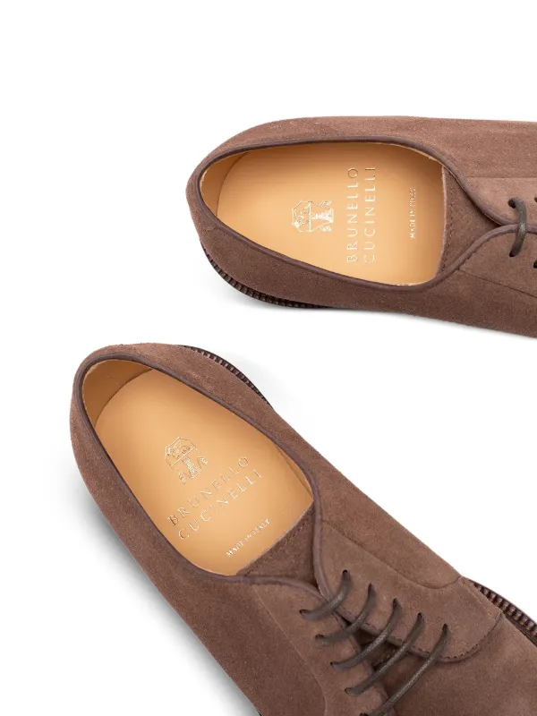 Brunello Cucinelli Suede Derby Shoes | Brown | FARFETCH