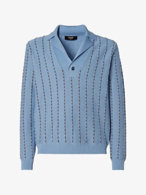 FENDI suéter tejido a rayas con cuello de playera tipo polo