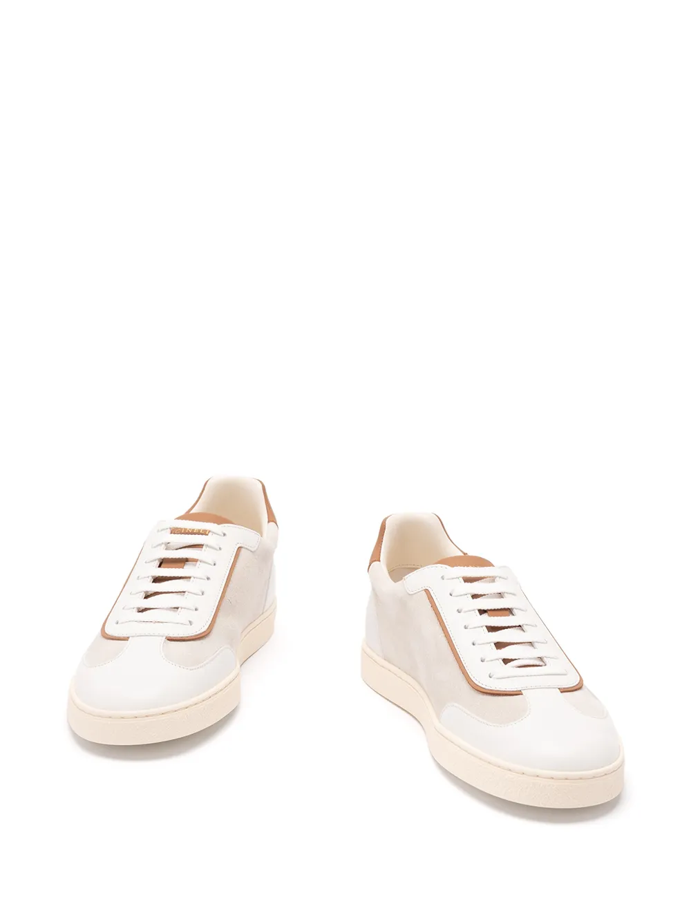 Brunello Cucinelli leather panelled low-top sneakers Beige