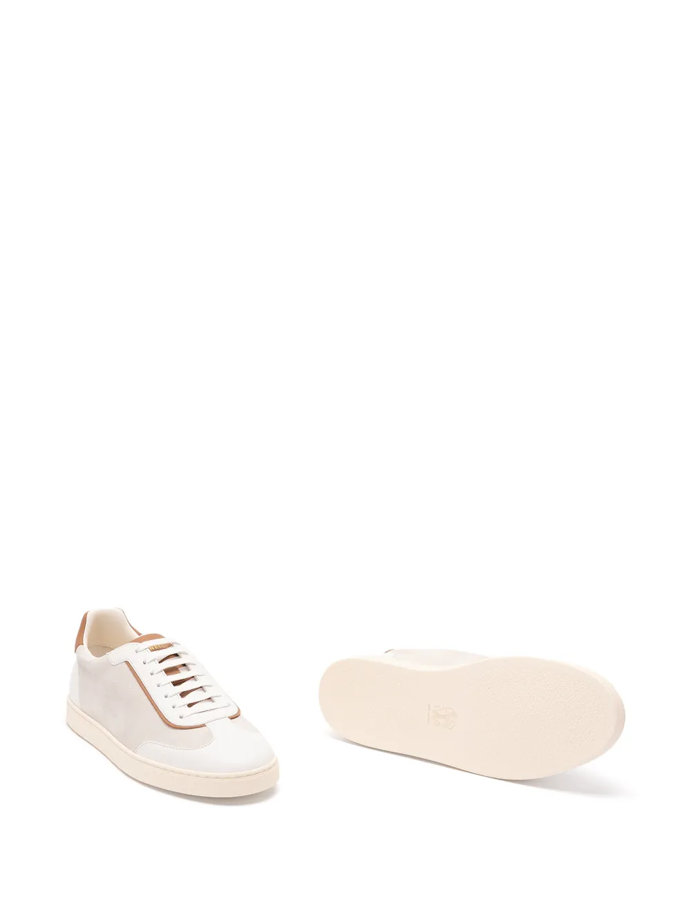 Brunello Cucinelli leather panelled low-top sneakers Beige