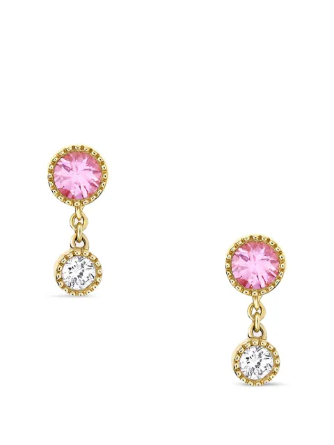 Dinny Hall aretes Jasmine duo con turmalina rosa y diamantes de laboratorio
