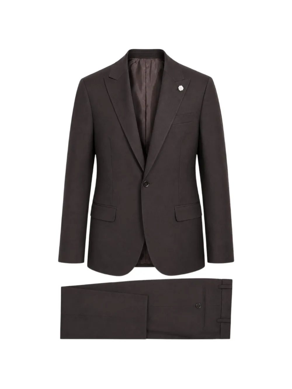 RAMON SANJURJO flower-pin single-breasted suit - Marrone