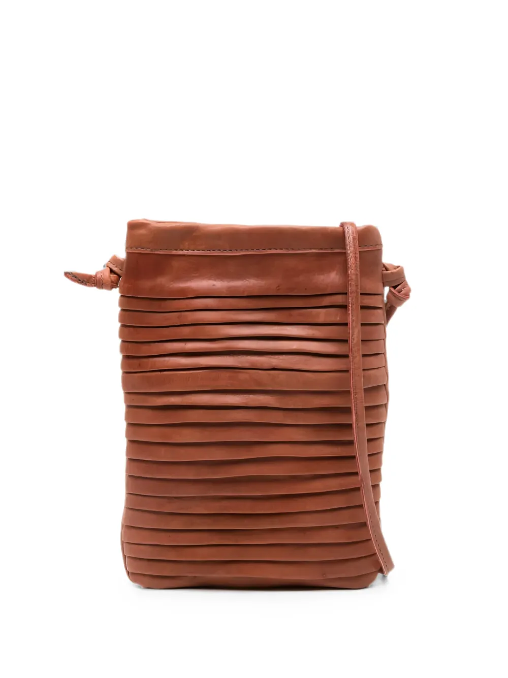 SOMMET Paloma Rows pleated leather shoulder bag - Marrone