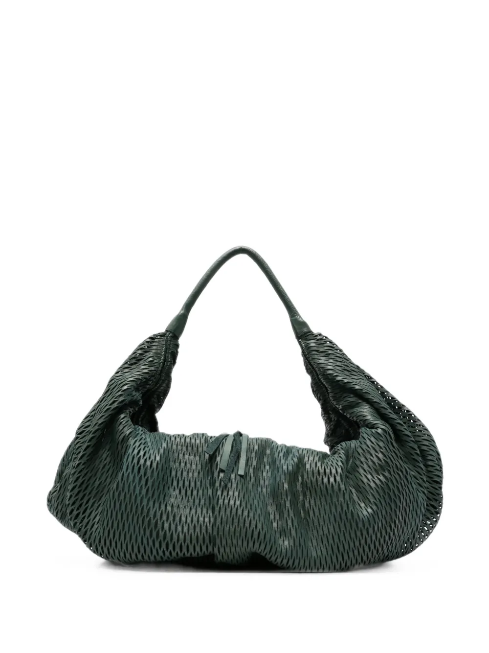 Sommet L Aura Rete Perforated-leather Shoulder Bag In Green
