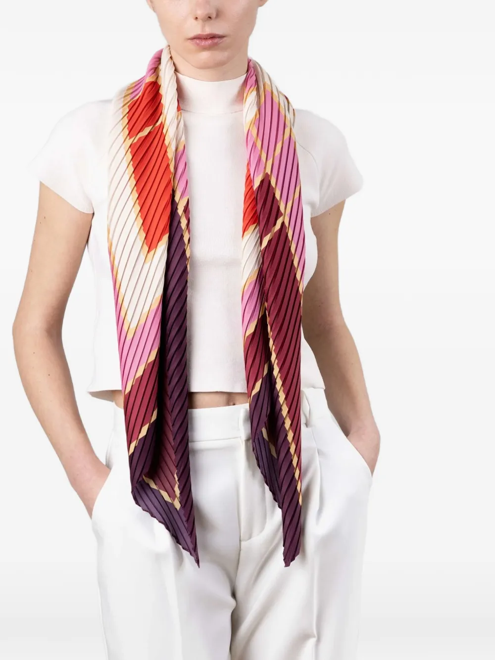 MULTITUDES BAGS Era geplooide sjaal met geometrische print Paars