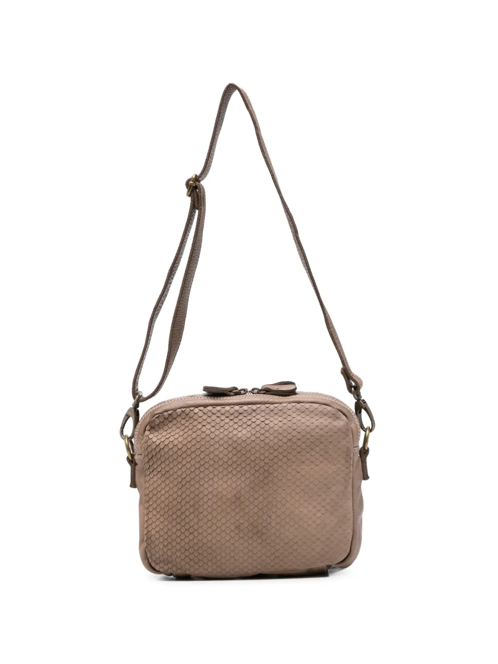 SOMMET Arlo Cobra scaled-effect leather shoulder bag - Nude